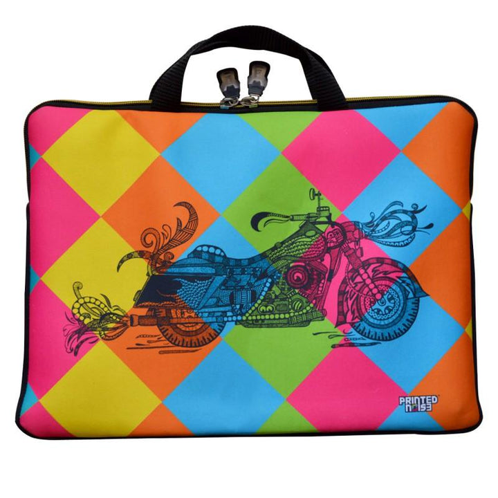 Lifestyle craft titled 'Bike Laptop Sleeve', 11x15 inches, by artist Sejal M on Neoprene