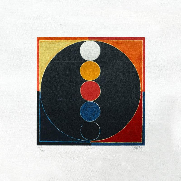 Abstract serigraphs painting titled 'Bindu 1', 20x20 inches, by artist S. H. Raza on Paper