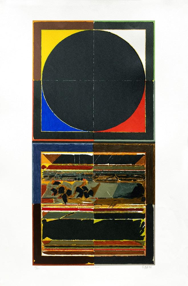 Abstract serigraphs painting titled 'Bindu And Earth', 40x26 inches, by artist S. H. Raza on Paper