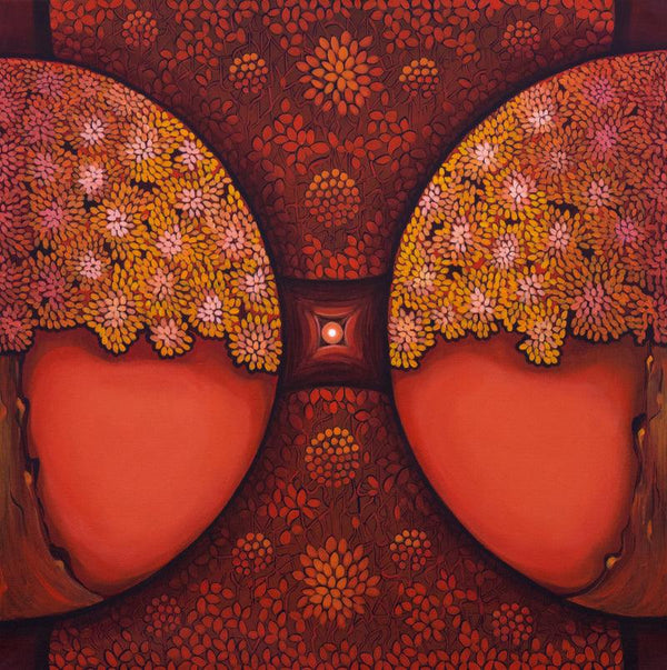 contemporary acrylic painting titled 'BINDU The Consciousness Series 4', 36x36 inches, by artist NITU CHHAJER on canvas