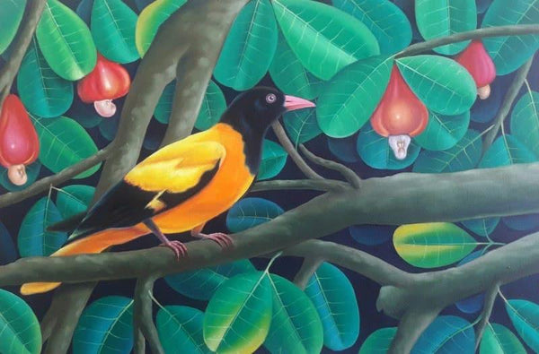 Animals acrylic painting titled 'Bird 1', 24x36 inches, by artist Murali Nagapuzha on Canvas