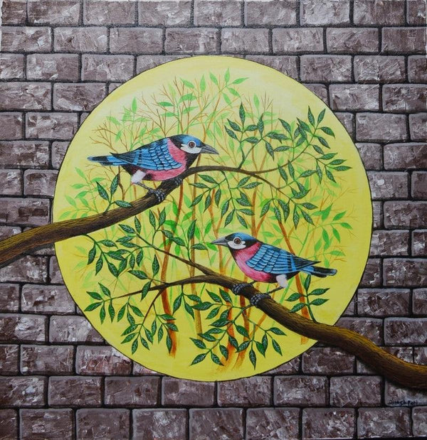 Animals acrylic painting titled 'Birds 1001', 23x23 inches, by artist Santosh Patil on canvas