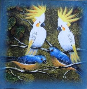 Animals acrylic painting titled 'Birds 3', 14x14 inches, by artist Pradeep Swain on Canvas