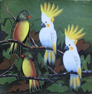 Animals acrylic painting titled 'Birds 4', 14x14 inches, by artist Pradeep Swain on Canvas