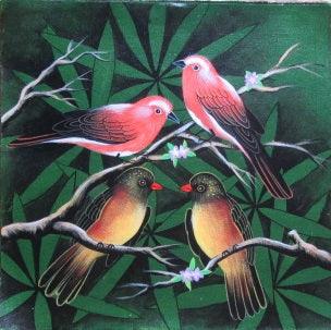 Animals acrylic painting titled 'Birds 5', 14x14 inches, by artist Pradeep Swain on Canvas