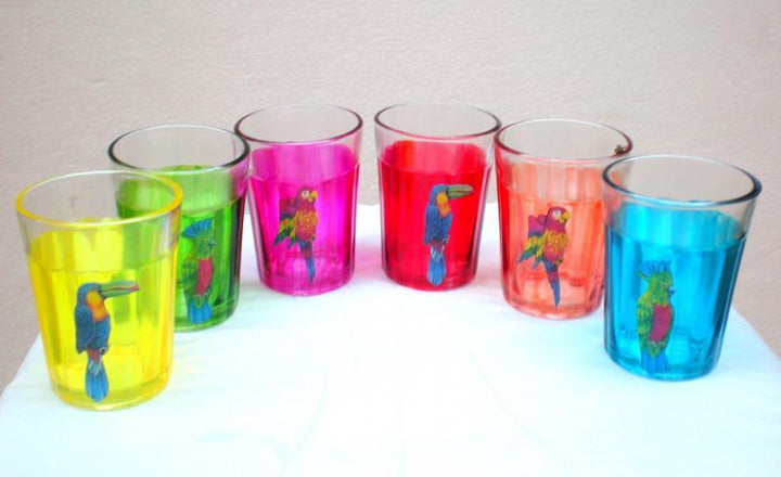 Lifestyle craft titled 'Birdy Cutting Chai Glasses', 3x2x2 inches, by artist Rithika Kumar on Glass