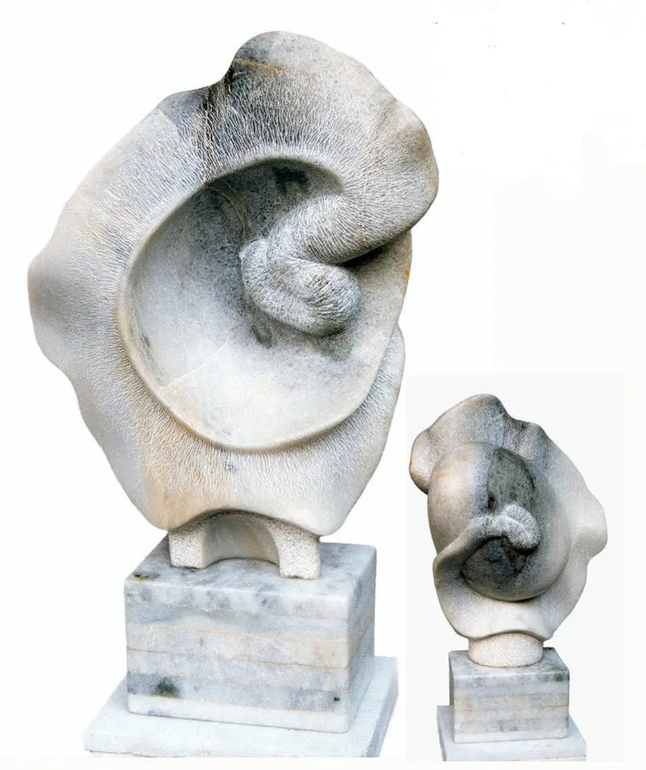 contemporary  sculpture titled 'Birth Of Energy', 18x10 inch, by artist Parminder Singh on White Marble