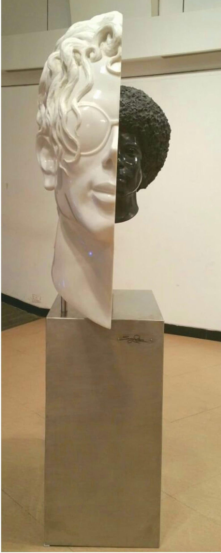 Figurative sculpture titled 'Black And White', 72x24x30 inches, by artist Sagar Rampure on Fiberglass