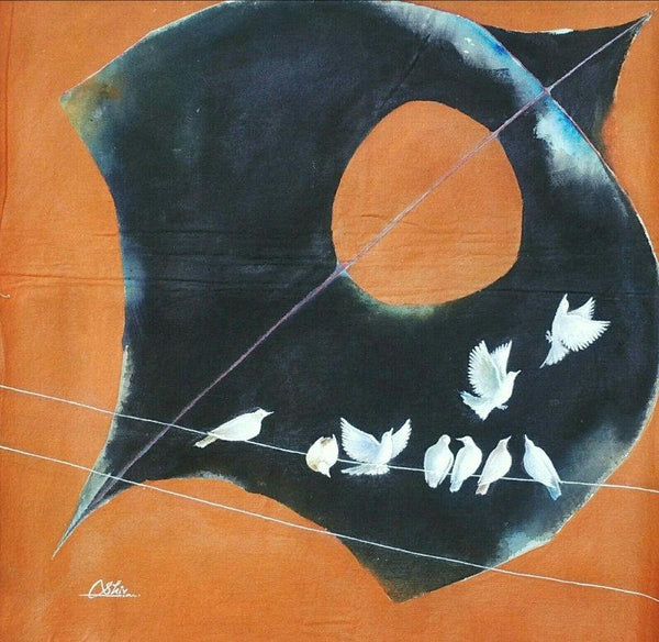 Animals acrylic painting titled 'Black kite and birds', 20x20 inches, by artist Shiv Kumar Soni on Canvas