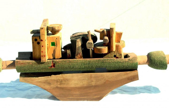 Cityscape sculpture titled 'Blessed City', 98x24x12 inches, by artist Chander Parkash on Wood