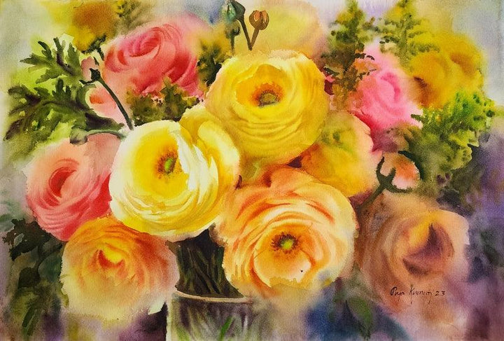 Nature watercolor painting titled 'Bling', 15x22 inches, by artist Puja Kumar on Paper