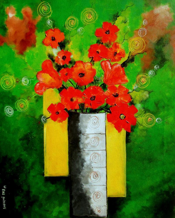 Abstract acrylic painting titled 'Blossom 2', 30x24 inches, by artist Sharmi Dey on Canvas