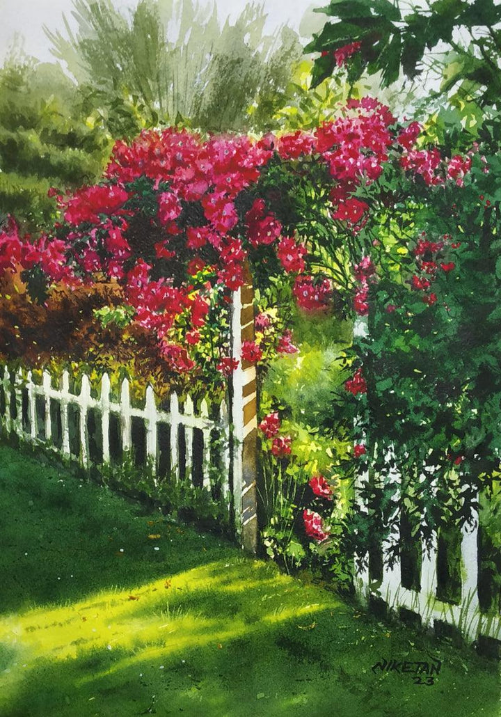 Nature watercolor painting titled 'Blossom of Flowers', 12x8 inches, by artist Niketan Bhalerao on Paper