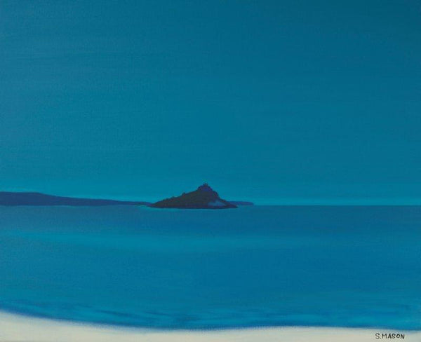 Landscape oil painting titled 'Blue Island', 20x24 inches, by artist SIMON MASON on Canvas