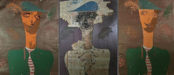 Figurative printmaking titled 'Born Of Sacrifices', 24x55 inches, by artist Sukraat Tiwari on Paper