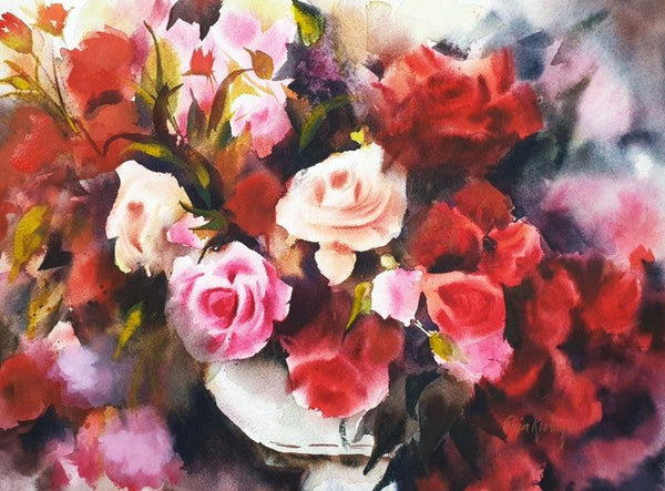 Nature watercolor painting titled 'Bouquet', 22x30 inches, by artist Puja Kumar on Paper