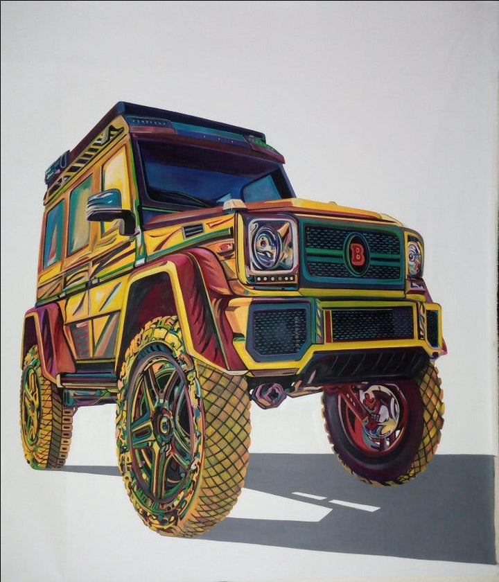 Transportation oil painting titled 'Brabus Car', 94x80 inches, by artist Thrigulla Murali on Canvas