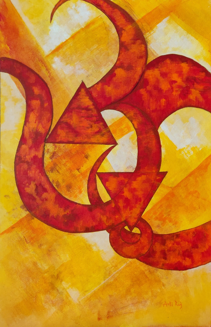 Religious acrylic painting titled 'Brahmand Series 1', 36x24 inch, by artist Arti Raj on Canvas