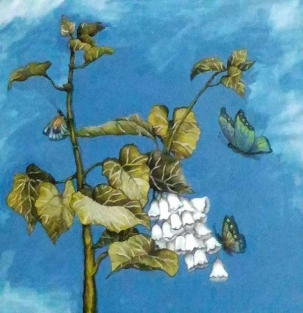 Nature acrylic painting titled 'Branch And Butterfly', 24x20 inches, by artist Shyamali Paul on Canvas