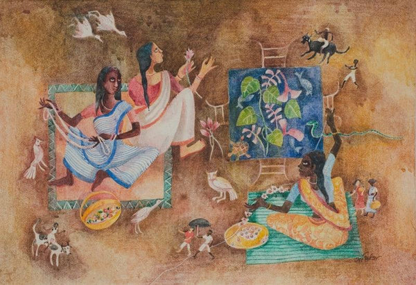 Figurative watercolor painting titled 'Brata', 20x30 inches, by artist Arpita Basu on Paper