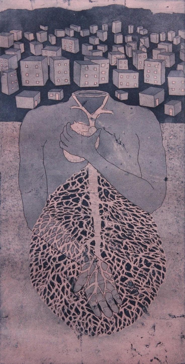 contemporary printmaking titled 'Breath', 32x23 inches, by artist Sachin Bhausaheb Manchare on Paper