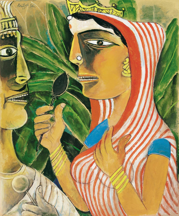 Figurative serigraphs painting titled 'Bride And Groom', 30x22 inch, by artist Paritosh Sen on Paper