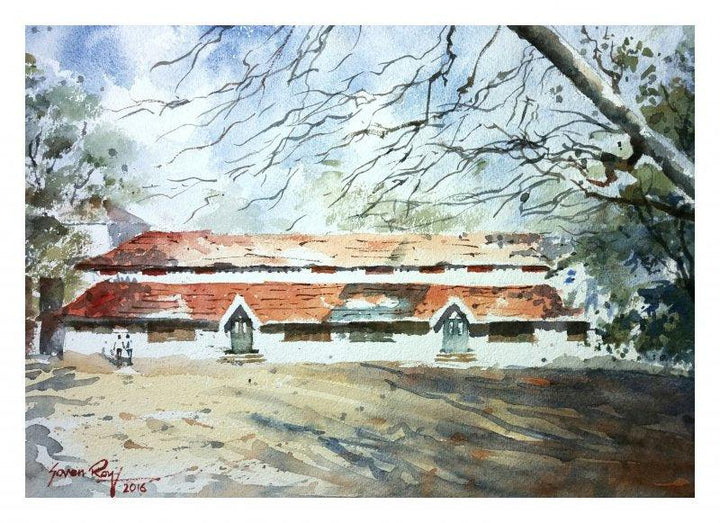 Landscape watercolor painting titled 'Bright Day', 14x10 inches, by artist Soven Roy on Paper