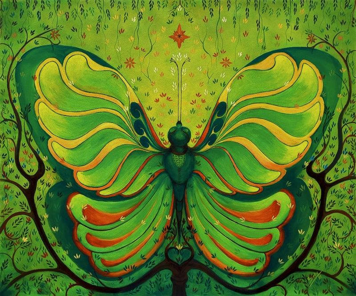 Animals acrylic painting titled 'Butterflies', 30x36 inches, by artist Seby Augustine on Canvas