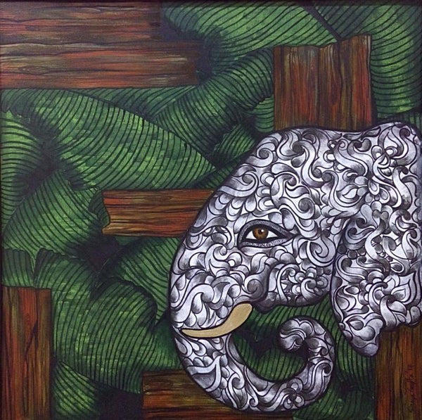 Animals acrylic painting titled 'Cage Of Contemplation', 23x23 inches, by artist Sreya Gupta on Canvas