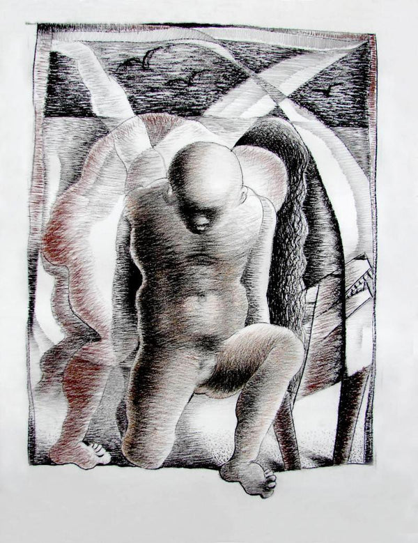 Expressionist dry pastel drawing titled 'Carry To Convey', 30x22 inches, by artist Chandranath Banerjee on Paper