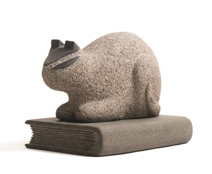 Animals sculpture titled 'Cat 10', 12x8x9 inches, by artist Prashant Bangal on Basalt Stone