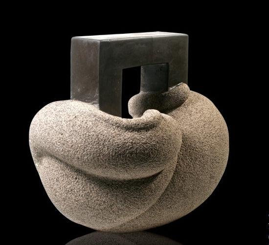 Animals sculpture titled 'Cat 17', 20x17x13 inches, by artist Prashant Bangal on Basalt Stone