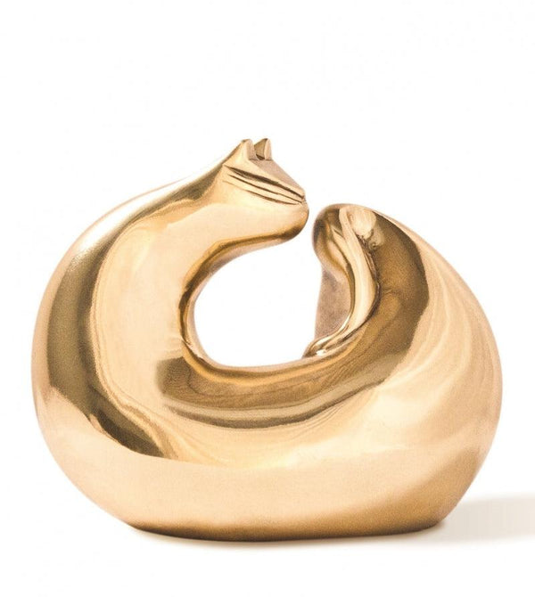 Animals sculpture titled 'Cat 18', 7x6x4 inches, by artist Prashant Bangal on Brass