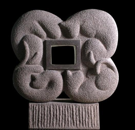 Animals sculpture titled 'Cat 34', 24x21x8 inches, by artist Prashant Bangal on Basalt Stone