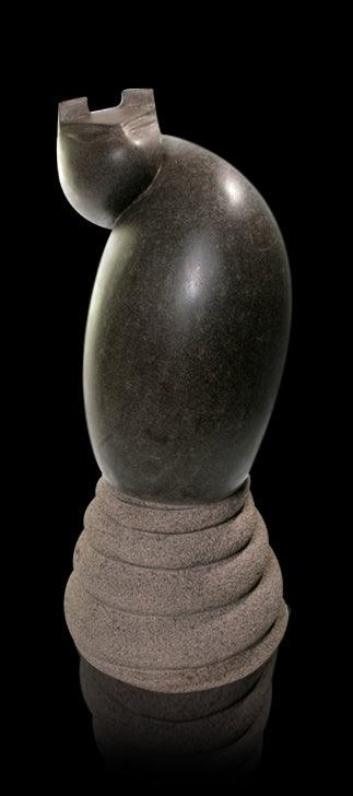 Animals sculpture titled 'Cat 9', 26x12x9 inches, by artist Prashant Bangal on Basalt Stone