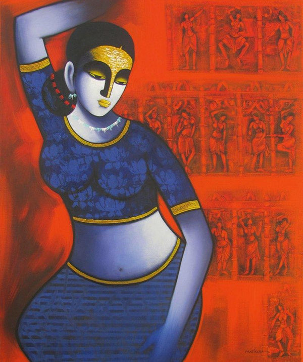 Figurative acrylic painting titled 'Celestial Beauty sursundari 2', 30x36 inches, by artist Pratiksha Bothe on Canvas