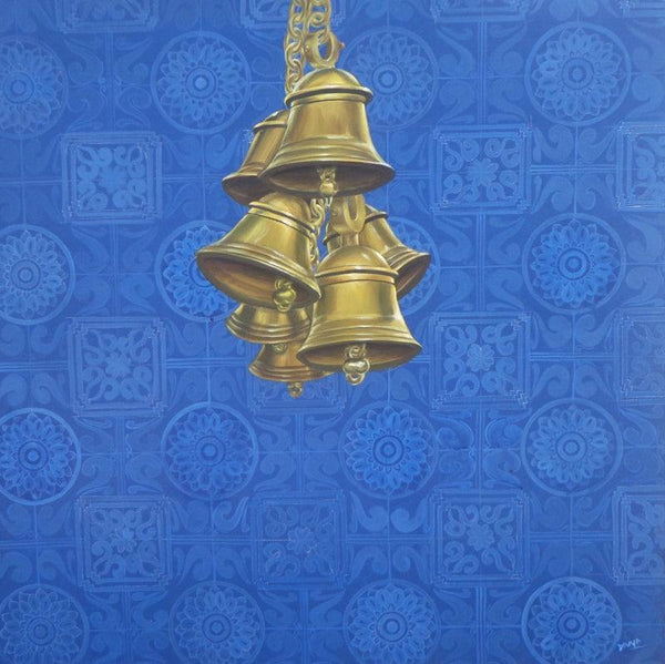 contemporary acrylic painting titled 'Celestial Bells', 36x36 inches, by artist Divya Chinni on Canvas