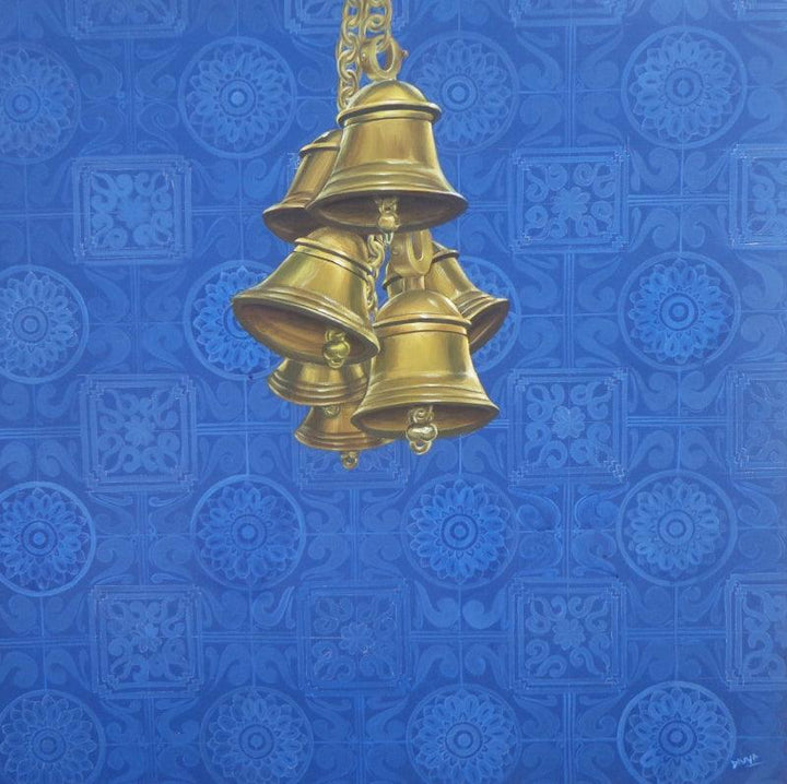 contemporary acrylic painting titled 'Celestial Bells', 36x36 inches, by artist Divya Chinni on Canvas