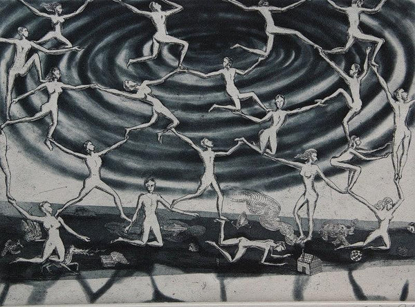 contemporary printmaking titled 'Chain', 4x5 inches, by artist Sunil Darji on Paper