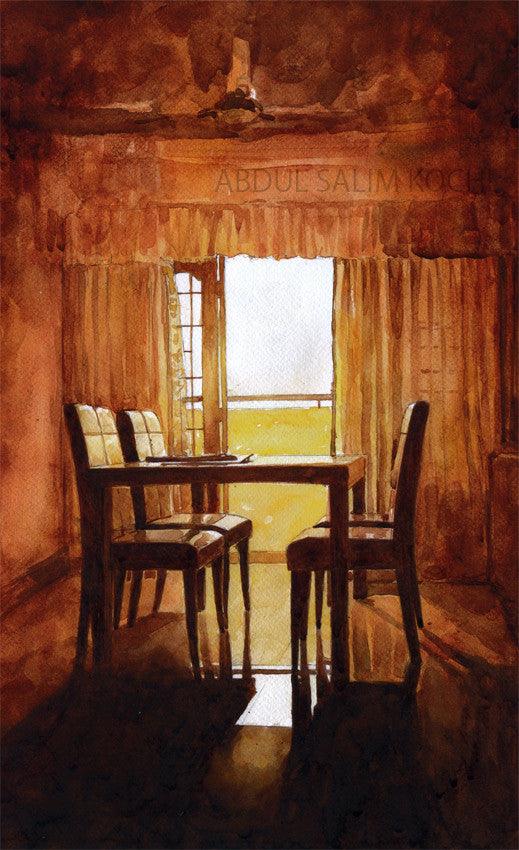 Still-life watercolor painting titled 'Chairs', 16x10 inches, by artist Abdul Salim on Paper