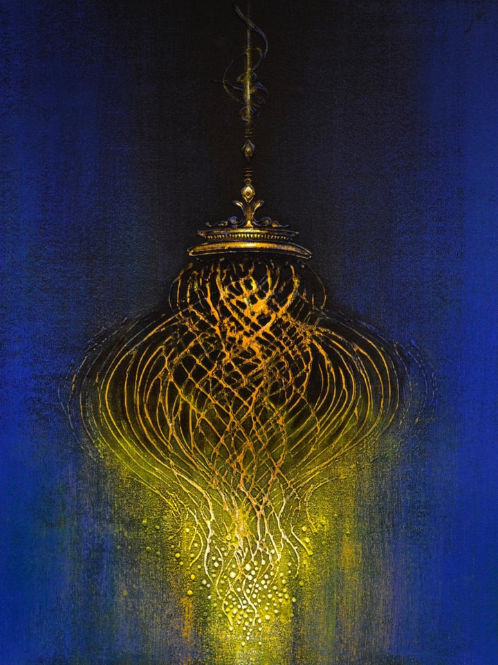 Still-life acrylic painting titled 'Chandelier 1', 29x22 inch, by artist Vishal Joshi on Canvas