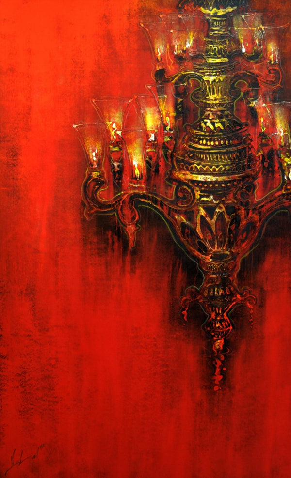 Still-life acrylic painting titled 'Chandelier 3', 68x42 inch, by artist Vishal Joshi on Canvas