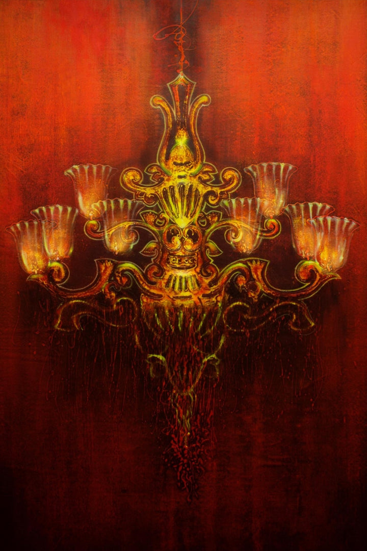 Still-life acrylic painting titled 'Chandelier 4', 68x44 inch, by artist Vishal Joshi on Canvas