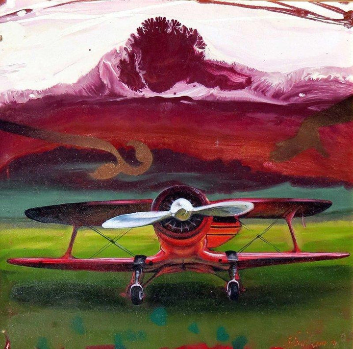 Aviation oil painting titled 'Chariots Of Love 4', 24x24 inches, by artist Ankur Rana on Canvas