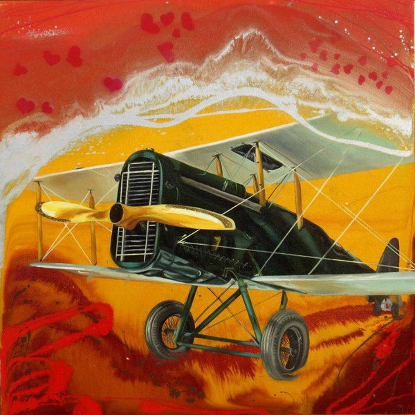 Aviation oil painting titled 'Chariots Of Love 9', 24x24 inches, by artist Ankur Rana on Canvas