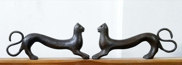 Animals sculpture titled 'Cheetah', 7x34x3 inches, by artist Dilip Paul on Bronze