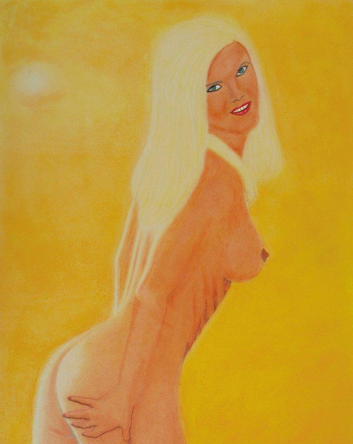 Nude dry pastel painting titled 'Christine 2', 18x14 inches, by artist SIMON MASON on Board