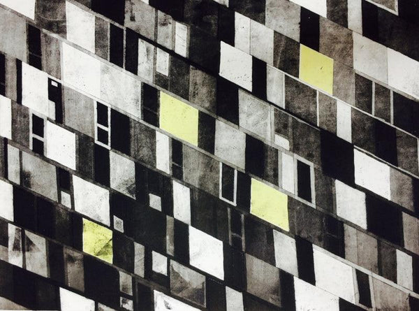 Abstract printmaking titled 'City Light', 20x30 inches, by artist Megha Madan on Paper