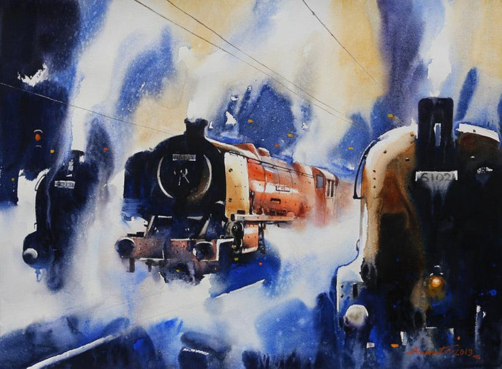 Cityscape watercolor painting titled 'Classic Old II', 22x30 inches, by artist Ananta Mandal on Paper