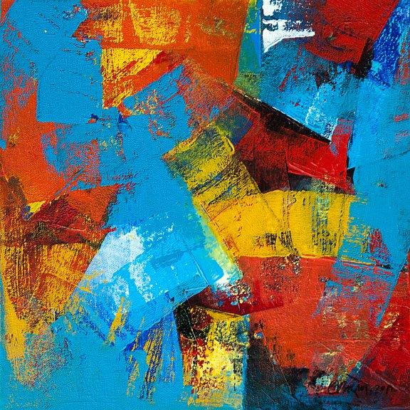 Abstract acrylic painting titled 'Cobalt', 12x12 inches, by artist Siddhesh Rane on Canvas